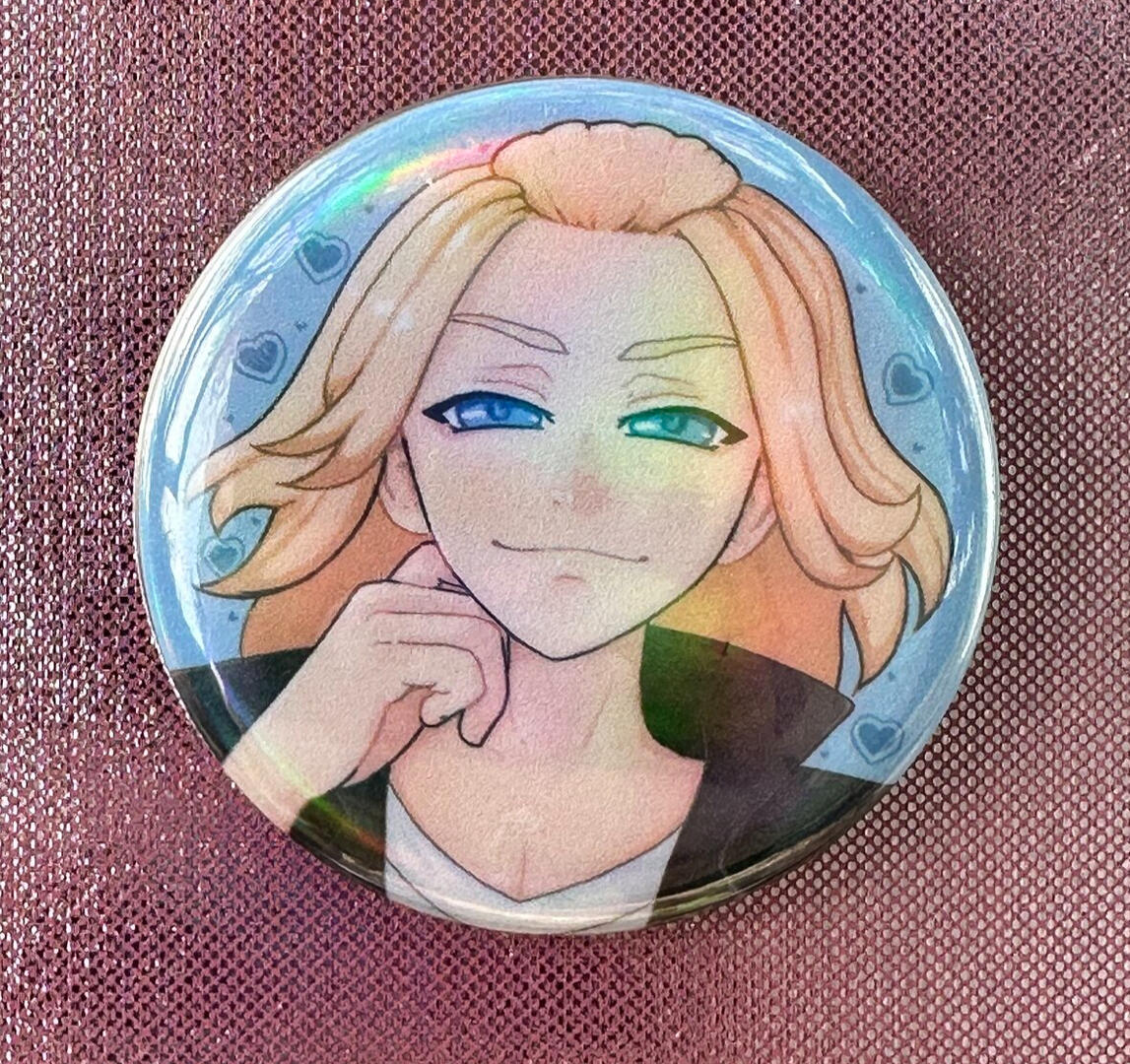 Button with holo vinyl Button with holo vinyl